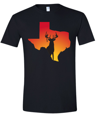 Short Sleeve T-Shirt Texas Black Whitetail Deer Vibrant Design High Quality Tight Knit Ring Spun Low Maintenance Cotton Printed With The Newest Available Color Transfer Technology