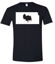 Load image into Gallery viewer, Short Sleeve T-Shirt Kansas Black Turkey Vibrant Design High Quality Tight Knit Ring Spun Low Maintenance Cotton Printed With The Newest Available Color Transfer Technology