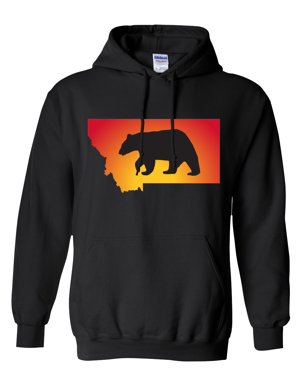 Pullover Hooded Sweatshirt Montana Black Black Bear Vibrant Design High Quality Tight Knit Ring Spun Low Maintenance Cotton Printed With The Newest Available Color Transfer Technology