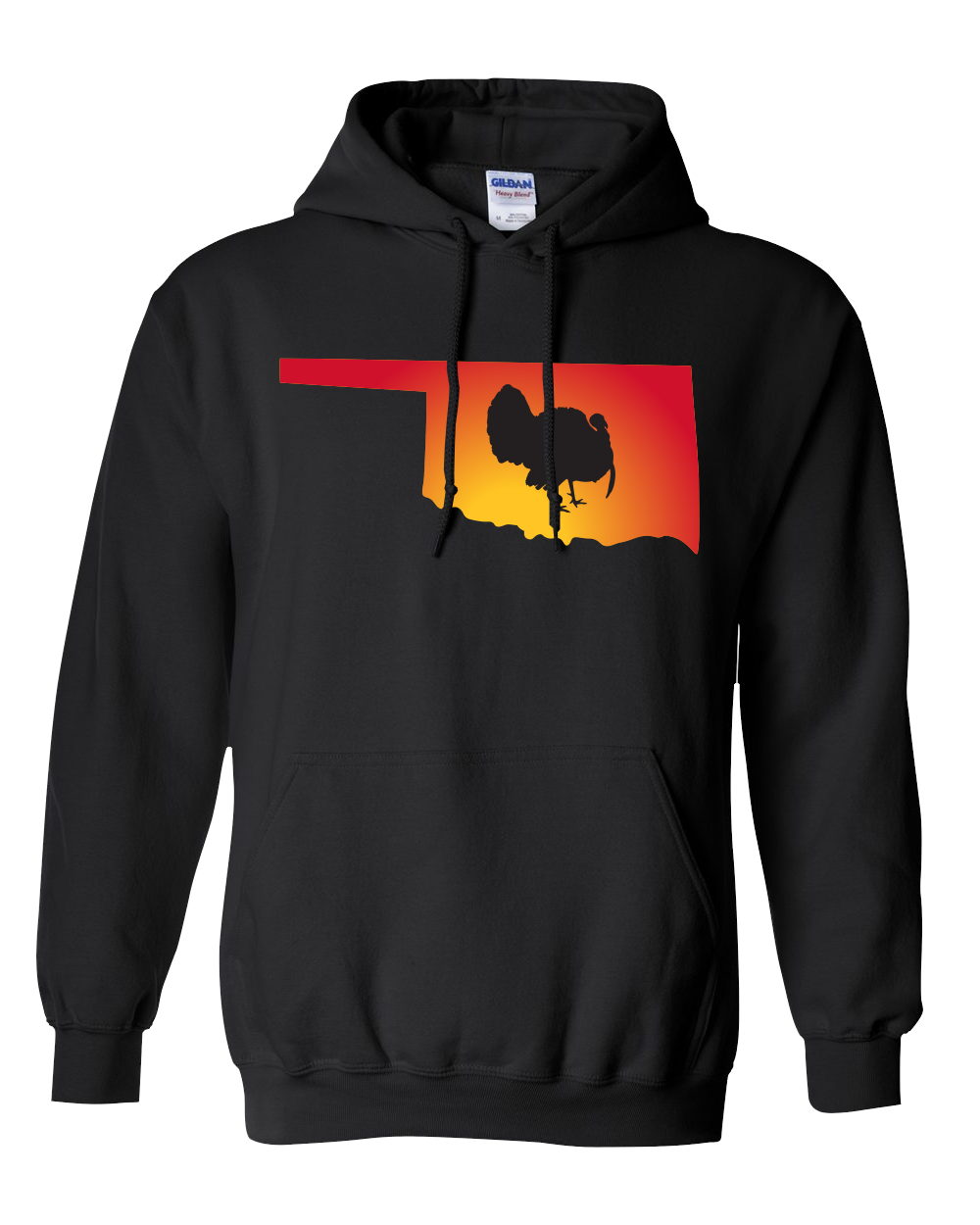 Pullover Hooded Sweatshirt Oklahoma Black Turkey Vibrant Design High Quality Tight Knit Ring Spun Low Maintenance Cotton Printed With The Newest Available Color Transfer Technology
