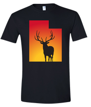 Load image into Gallery viewer, Short Sleeve T-Shirt Utah Black Elk Vibrant Design High Quality Tight Knit Ring Spun Low Maintenance Cotton Printed With The Newest Available Color Transfer Technology