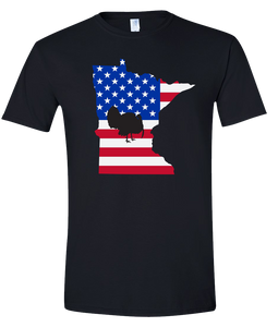 Short Sleeve T-Shirt Minnesota Black Turkey Vibrant Design High Quality Tight Knit Ring Spun Low Maintenance Cotton Printed With The Newest Available Color Transfer Technology