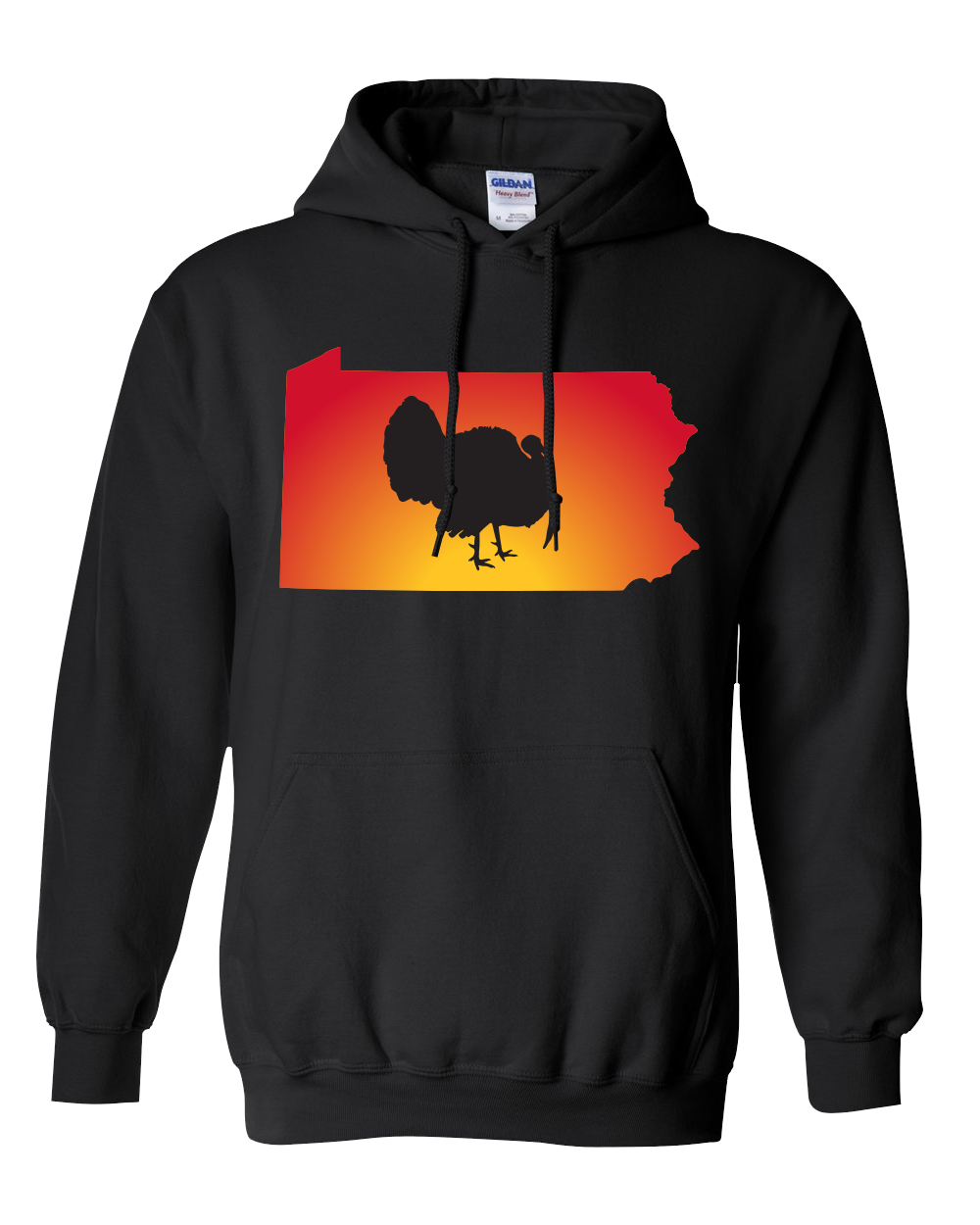 Pullover Hooded Sweatshirt Pennsylvania Black Turkey Vibrant Design High Quality Tight Knit Ring Spun Low Maintenance Cotton Printed With The Newest Available Color Transfer Technology