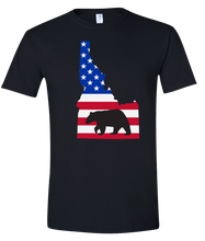 Load image into Gallery viewer, Short Sleeve T-Shirt Idaho Black Black Bear Vibrant Design High Quality Tight Knit Ring Spun Low Maintenance Cotton Printed With The Newest Available Color Transfer Technology