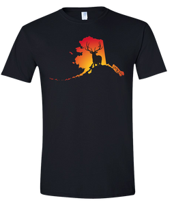 Short Sleeve T-Shirt Alaska Black Elk Vibrant Design High Quality Tight Knit Ring Spun Low Maintenance Cotton Printed With The Newest Available Color Transfer Technology
