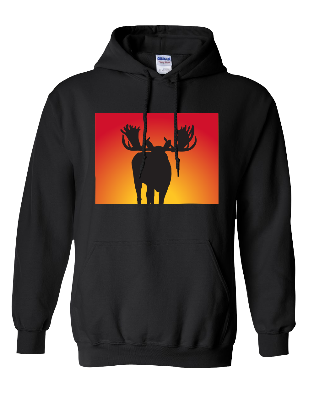 Pullover Hooded Sweatshirt Colorado Black Moose Vibrant Design High Quality Tight Knit Ring Spun Low Maintenance Cotton Printed With The Newest Available Color Transfer Technology