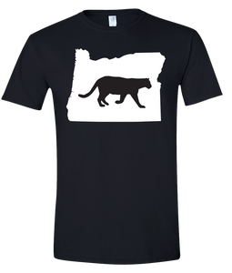 Short Sleeve T-Shirt Oregon Black Mountain Lion Vibrant Design High Quality Tight Knit Ring Spun Low Maintenance Cotton Printed With The Newest Available Color Transfer Technology