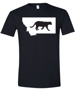 Short Sleeve T-Shirt Montana Black Mountain Lion Vibrant Design High Quality Tight Knit Ring Spun Low Maintenance Cotton Printed With The Newest Available Color Transfer Technology