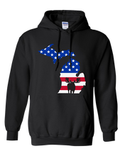 Load image into Gallery viewer, Pullover Hooded Sweatshirt Michigan Black Moose Vibrant Design High Quality Tight Knit Ring Spun Low Maintenance Cotton Printed With The Newest Available Color Transfer Technology