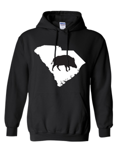 Pullover Hooded Sweatshirt South Carolina Black Wild Hog Vibrant Design High Quality Tight Knit Ring Spun Low Maintenance Cotton Printed With The Newest Available Color Transfer Technology