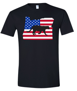 Short Sleeve T-Shirt Oregon Black Mountain Lion Vibrant Design High Quality Tight Knit Ring Spun Low Maintenance Cotton Printed With The Newest Available Color Transfer Technology