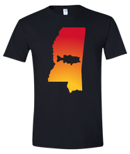 Load image into Gallery viewer, Short Sleeve T-Shirt Mississippi Black Large Mouth Bass Vibrant Design High Quality Tight Knit Ring Spun Low Maintenance Cotton Printed With The Newest Available Color Transfer Technology