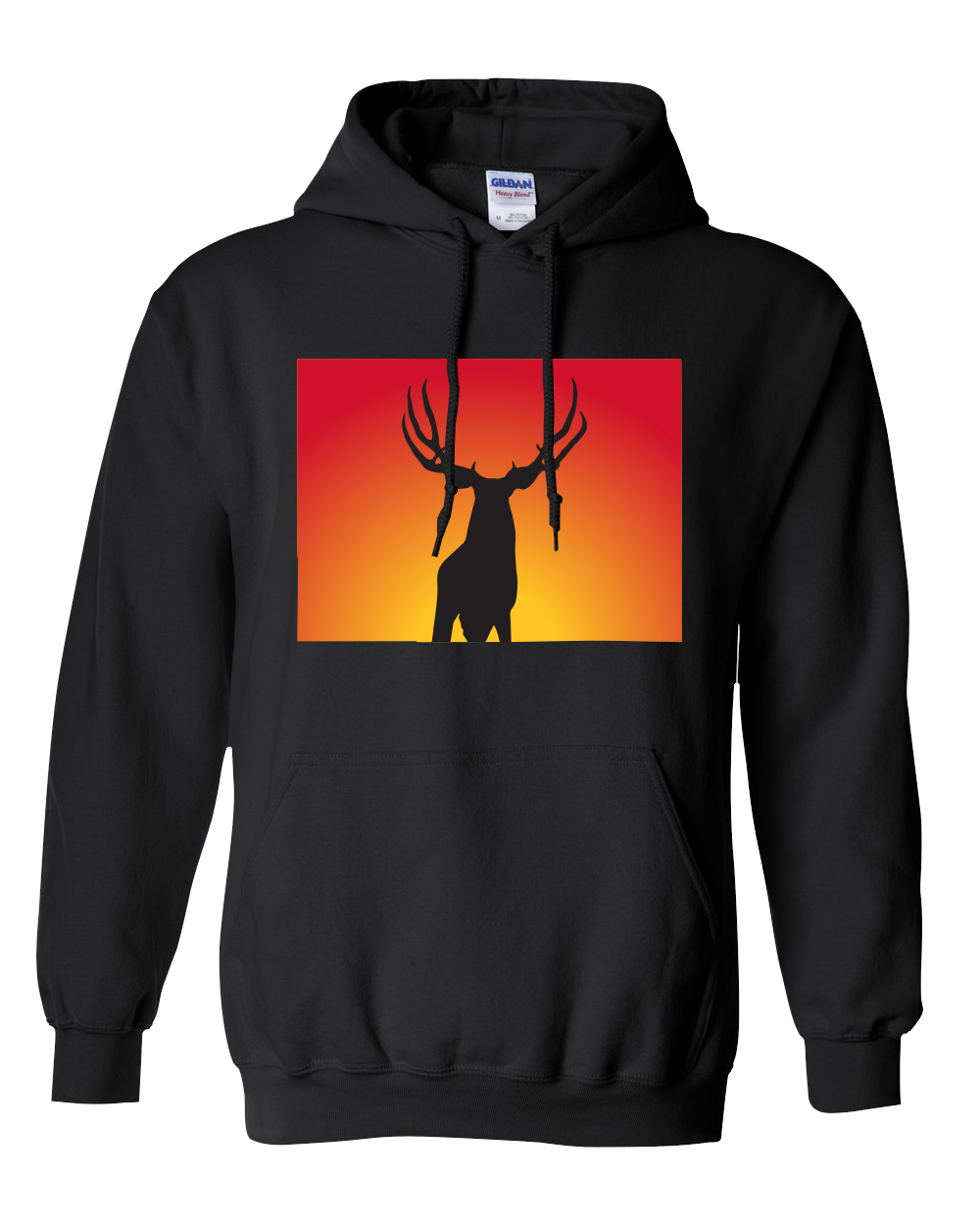 Pullover Hooded Sweatshirt Colorado Black Mule Deer Vibrant Design High Quality Tight Knit Ring Spun Low Maintenance Cotton Printed With The Newest Available Color Transfer Technology