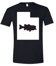 Load image into Gallery viewer, Short Sleeve T-Shirt Utah Black Large Mouth Bass Vibrant Design High Quality Tight Knit Ring Spun Low Maintenance Cotton Printed With The Newest Available Color Transfer Technology