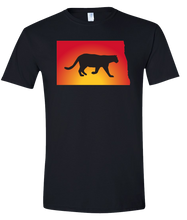 Load image into Gallery viewer, Short Sleeve T-Shirt North Dakota Black Mountain Lion Vibrant Design High Quality Tight Knit Ring Spun Low Maintenance Cotton Printed With The Newest Available Color Transfer Technology