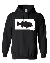 Load image into Gallery viewer, Pullover Hooded Sweatshirt South Dakota Black Large Mouth Bass Vibrant Design High Quality Tight Knit Ring Spun Low Maintenance Cotton Printed With The Newest Available Color Transfer Technology