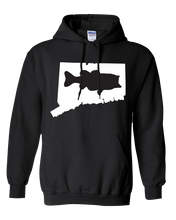Load image into Gallery viewer, Pullover Hooded Sweatshirt Connecticut Black Large Mouth Bass Vibrant Design High Quality Tight Knit Ring Spun Low Maintenance Cotton Printed With The Newest Available Color Transfer Technology