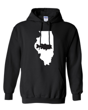 Load image into Gallery viewer, Pullover Hooded Sweatshirt Illinois Black Large Mouth Bass Vibrant Design High Quality Tight Knit Ring Spun Low Maintenance Cotton Printed With The Newest Available Color Transfer Technology