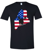 Load image into Gallery viewer, Short Sleeve T-Shirt Maine Black Moose Vibrant Design High Quality Tight Knit Ring Spun Low Maintenance Cotton Printed With The Newest Available Color Transfer Technology