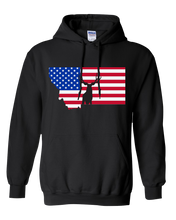 Load image into Gallery viewer, Pullover Hooded Sweatshirt Montana Black Mule Deer Vibrant Design High Quality Tight Knit Ring Spun Low Maintenance Cotton Printed With The Newest Available Color Transfer Technology