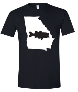 Short Sleeve T-Shirt Georgia Black Large Mouth Bass Vibrant Design High Quality Tight Knit Ring Spun Low Maintenance Cotton Printed With The Newest Available Color Transfer Technology