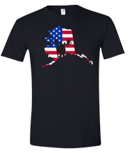 Load image into Gallery viewer, Short Sleeve T-Shirt Alaska Black Moose Vibrant Design High Quality Tight Knit Ring Spun Low Maintenance Cotton Printed With The Newest Available Color Transfer Technology