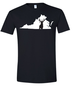 Short Sleeve T-Shirt Virginia Black Whitetail Deer Vibrant Design High Quality Tight Knit Ring Spun Low Maintenance Cotton Printed With The Newest Available Color Transfer Technology