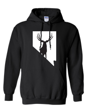 Load image into Gallery viewer, Pullover Hooded Sweatshirt Nevada Black Mule Deer Vibrant Design High Quality Tight Knit Ring Spun Low Maintenance Cotton Printed With The Newest Available Color Transfer Technology