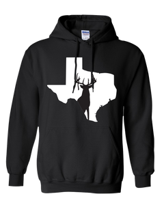 Pullover Hooded Sweatshirt Texas Black Whitetail Deer Vibrant Design High Quality Tight Knit Ring Spun Low Maintenance Cotton Printed With The Newest Available Color Transfer Technology