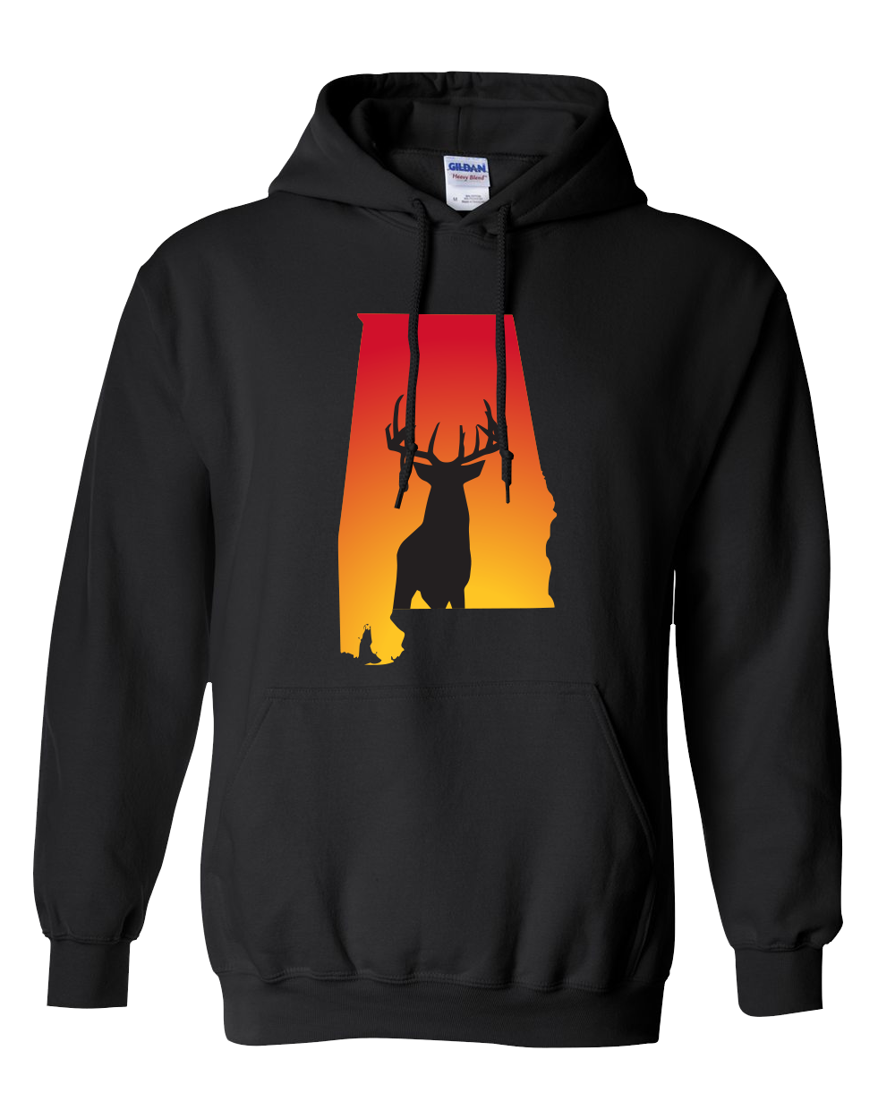 Pullover Hooded Sweatshirt Alabama Black Whitetail Deer Vibrant Design High Quality Tight Knit Ring Spun Low Maintenance Cotton Printed With The Newest Available Color Transfer Technology