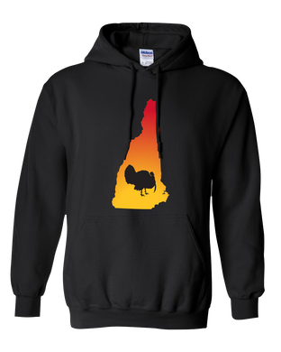 Pullover Hooded Sweatshirt New Hampshire Black Turkey Vibrant Design High Quality Tight Knit Ring Spun Low Maintenance Cotton Printed With The Newest Available Color Transfer Technology