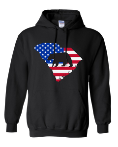 Pullover Hooded Sweatshirt South Carolina Black Black Bear Vibrant Design High Quality Tight Knit Ring Spun Low Maintenance Cotton Printed With The Newest Available Color Transfer Technology