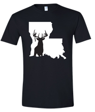 Load image into Gallery viewer, Short Sleeve T-Shirt Louisiana Black Whitetail Deer Vibrant Design High Quality Tight Knit Ring Spun Low Maintenance Cotton Printed With The Newest Available Color Transfer Technology