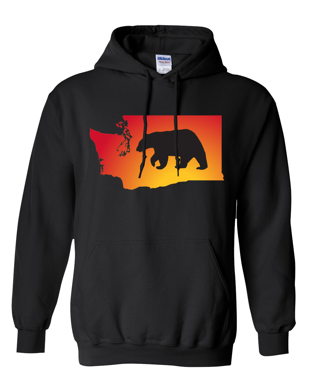 Pullover Hooded Sweatshirt Washington Black Black Bear Vibrant Design High Quality Tight Knit Ring Spun Low Maintenance Cotton Printed With The Newest Available Color Transfer Technology
