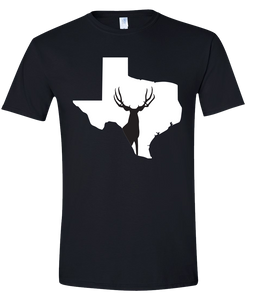 Short Sleeve T-Shirt Texas Black Mule Deer Vibrant Design High Quality Tight Knit Ring Spun Low Maintenance Cotton Printed With The Newest Available Color Transfer Technology