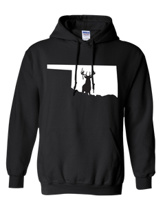 Pullover Hooded Sweatshirt Oklahoma Black Whitetail Deer Vibrant Design High Quality Tight Knit Ring Spun Low Maintenance Cotton Printed With The Newest Available Color Transfer Technology