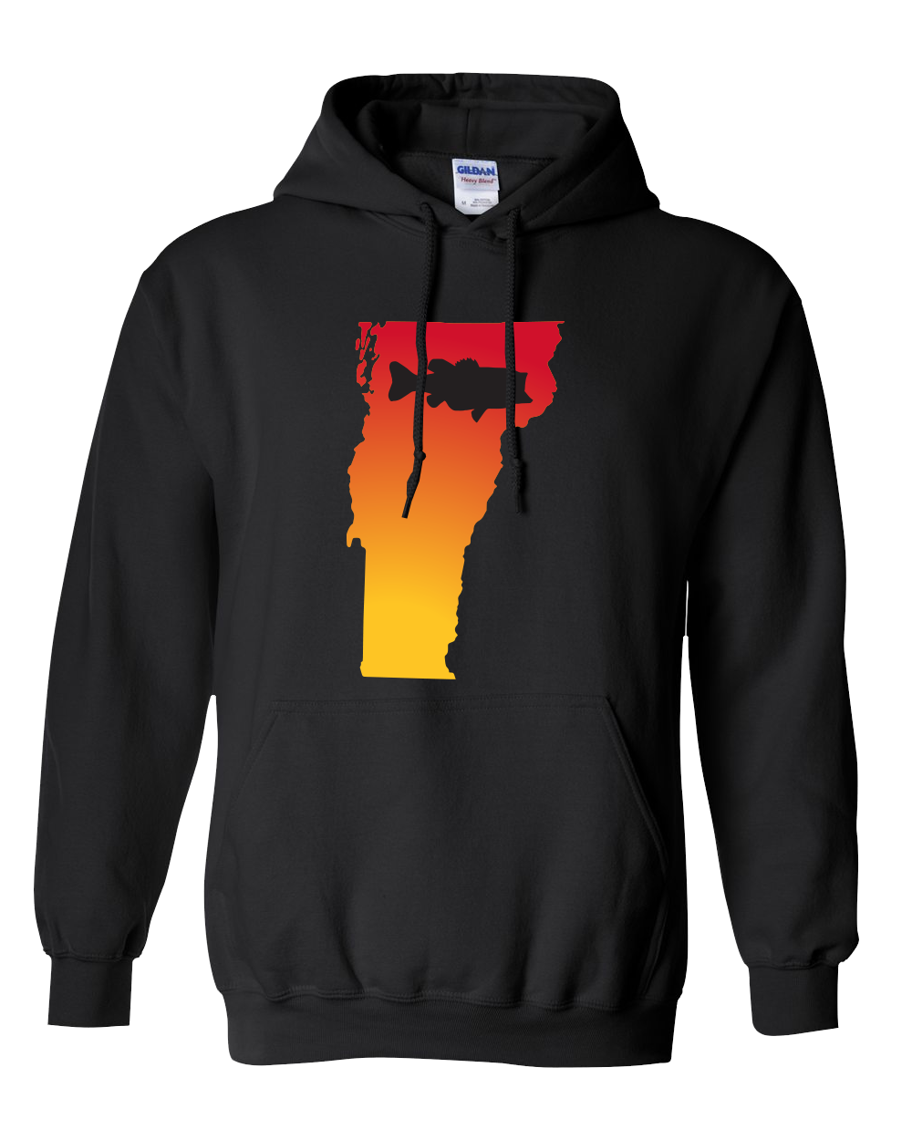 Pullover Hooded Sweatshirt Vermont Black Large Mouth Bass Vibrant Design High Quality Tight Knit Ring Spun Low Maintenance Cotton Printed With The Newest Available Color Transfer Technology