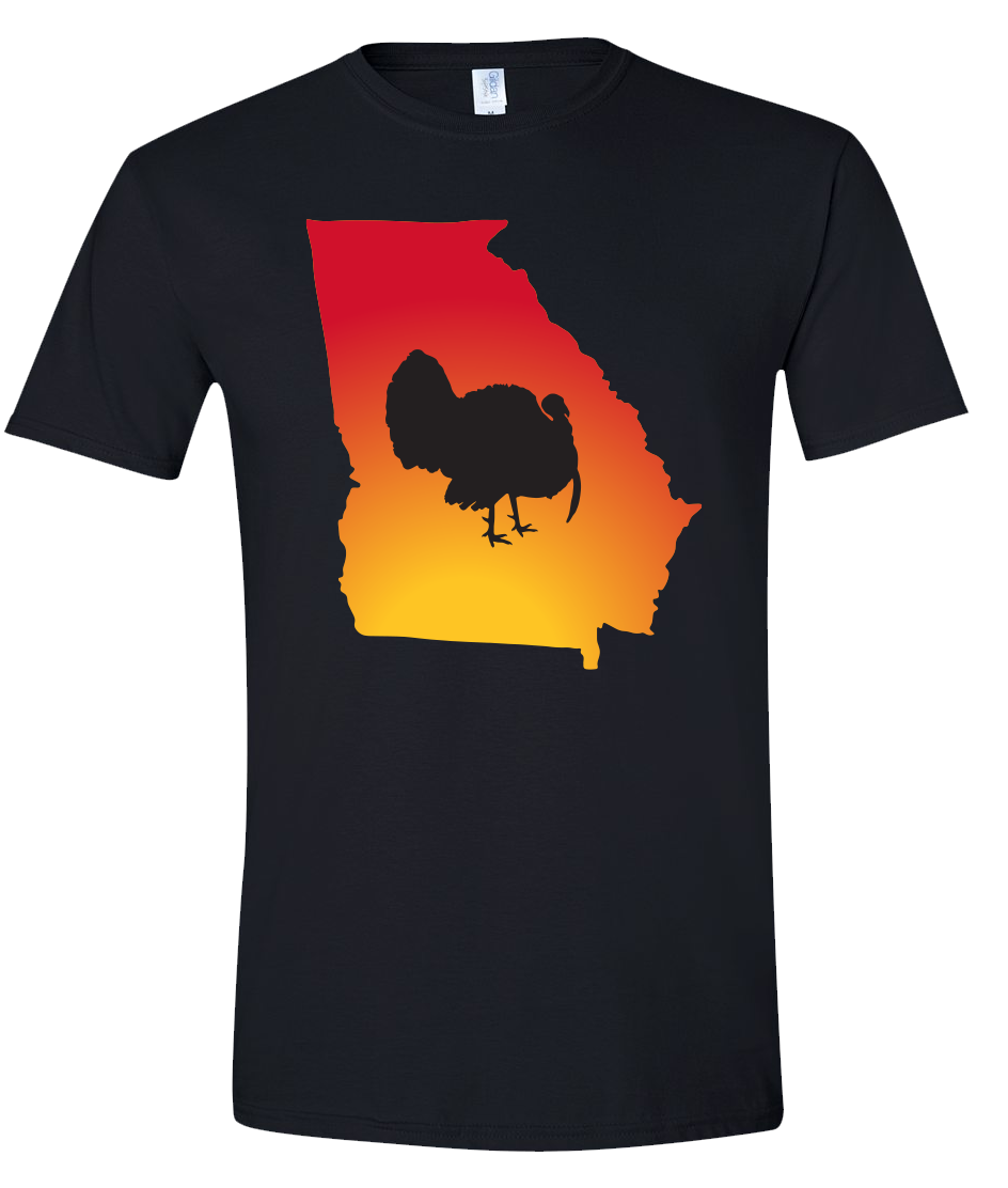 Short Sleeve T-Shirt Georgia Black Turkey Vibrant Design High Quality Tight Knit Ring Spun Low Maintenance Cotton Printed With The Newest Available Color Transfer Technology