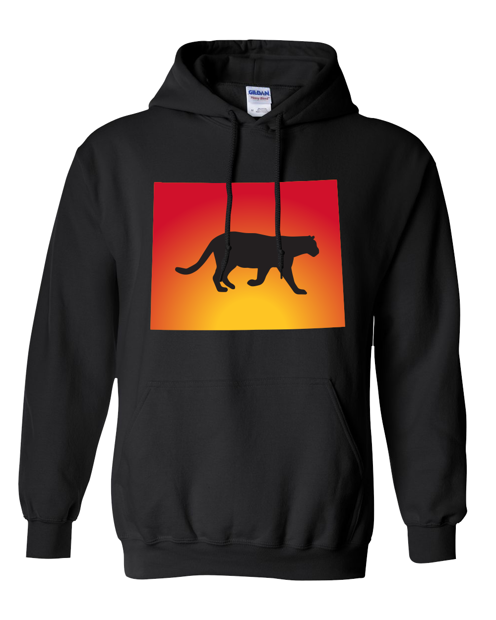 Pullover Hooded Sweatshirt Wyoming Black Mountain Lion Vibrant Design High Quality Tight Knit Ring Spun Low Maintenance Cotton Printed With The Newest Available Color Transfer Technology