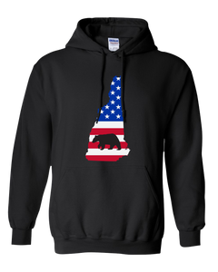 Pullover Hooded Sweatshirt New Hampshire Black Black Bear Vibrant Design High Quality Tight Knit Ring Spun Low Maintenance Cotton Printed With The Newest Available Color Transfer Technology