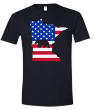 Load image into Gallery viewer, Short Sleeve T-Shirt Minnesota Black Black Bear Vibrant Design High Quality Tight Knit Ring Spun Low Maintenance Cotton Printed With The Newest Available Color Transfer Technology
