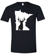 Load image into Gallery viewer, Short Sleeve T-Shirt Minnesota Black Whitetail Deer Vibrant Design High Quality Tight Knit Ring Spun Low Maintenance Cotton Printed With The Newest Available Color Transfer Technology