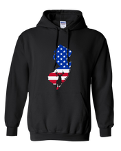 Load image into Gallery viewer, Pullover Hooded Sweatshirt New Jersey Black Whitetail Deer Vibrant Design High Quality Tight Knit Ring Spun Low Maintenance Cotton Printed With The Newest Available Color Transfer Technology
