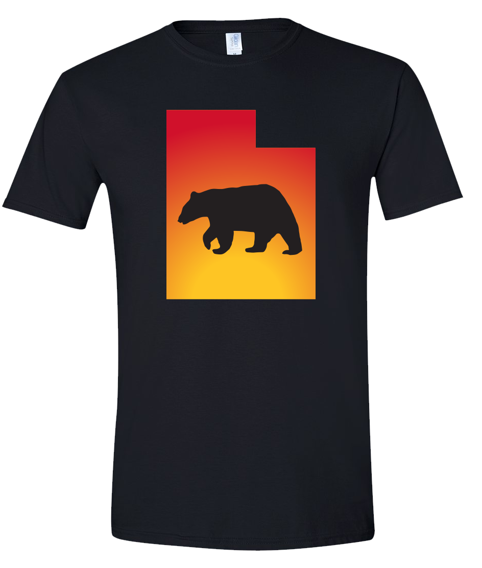 Short Sleeve T-Shirt Utah Black Black Bear Vibrant Design High Quality Tight Knit Ring Spun Low Maintenance Cotton Printed With The Newest Available Color Transfer Technology