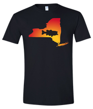 Load image into Gallery viewer, Short Sleeve T-Shirt New York Black Large Mouth Bass Vibrant Design High Quality Tight Knit Ring Spun Low Maintenance Cotton Printed With The Newest Available Color Transfer Technology