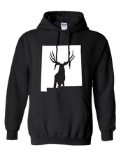 Load image into Gallery viewer, Pullover Hooded Sweatshirt New Mexico Black Mule Deer Vibrant Design High Quality Tight Knit Ring Spun Low Maintenance Cotton Printed With The Newest Available Color Transfer Technology