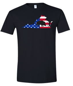 Short Sleeve T-Shirt Virginia Black Wild Hog Vibrant Design High Quality Tight Knit Ring Spun Low Maintenance Cotton Printed With The Newest Available Color Transfer Technology
