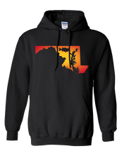 Load image into Gallery viewer, Pullover Hooded Sweatshirt Maryland Black Large Mouth Bass Vibrant Design High Quality Tight Knit Ring Spun Low Maintenance Cotton Printed With The Newest Available Color Transfer Technology