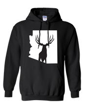 Load image into Gallery viewer, Pullover Hooded Sweatshirt Arizona Black Mule Deer Vibrant Design High Quality Tight Knit Ring Spun Low Maintenance Cotton Printed With The Newest Available Color Transfer Technology