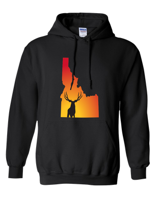 Pullover Hooded Sweatshirt Idaho Black Mule Deer Vibrant Design High Quality Tight Knit Ring Spun Low Maintenance Cotton Printed With The Newest Available Color Transfer Technology